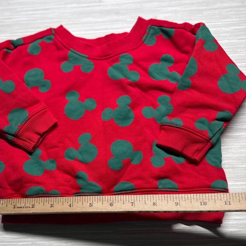 Monica + Andy Disney Mickey Mouse Sweatshirt Joggers Set 9-12M Red Green Fleece